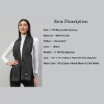 Neck Wrap Black Geometric Scarf For Women's - Image 7