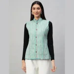 Reversible Green Cotton Quilted Floral Jacket - Image 10