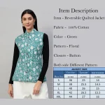 Reversible Green Cotton Quilted Floral Jacket - Image 11