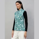 Reversible Green Cotton Quilted Floral Jacket - Image 3