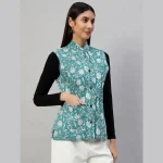 Reversible Green Cotton Quilted Floral Jacket - Image 4