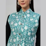 Reversible Green Cotton Quilted Floral Jacket - Image 7