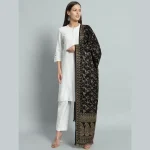 Stylish Black Paisley Wool Shawl 80"x40" - Image 3