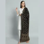 Stylish Black Paisley Wool Shawl 80"x40" - Image 4