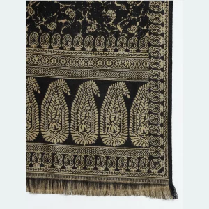 Stylish Black Paisley Wool Shawl 80"x40" - Image 6