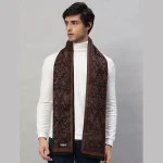 Super Soft Brown Wool Scarf Indian Made Floral Muffler