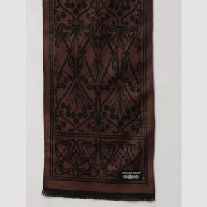 Super Soft Brown Wool Scarf Indian Made Floral Muffler - Image 6