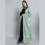 Turquoise Soft Wool Jamawar Deer Stole 80"x30" - Image 3