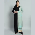 Turquoise Soft Wool Jamawar Deer Stole 80"x30" - Image 4