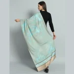 Turquoise Soft Wool Jamawar Deer Stole 80"x30" - Image 6