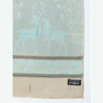 Turquoise Soft Wool Jamawar Deer Stole 80"x30" - Image 7