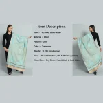 Turquoise Soft Wool Jamawar Deer Stole 80"x30" - Image 8