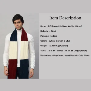 Very Good Quality Men's Wool Muffler 72"x14" - Image 7
