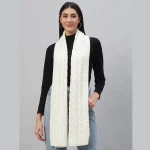 White Knitted Soft Wool Neck Wraps Winter Scarf