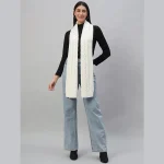 White Knitted Soft Wool Neck Wraps Winter Scarf - Image 3
