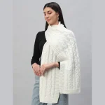 White Knitted Soft Wool Neck Wraps Winter Scarf - Image 4