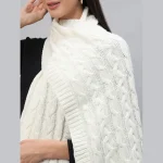 White Knitted Soft Wool Neck Wraps Winter Scarf - Image 5
