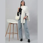 White Knitted Soft Wool Neck Wraps Winter Scarf - Image 2