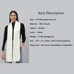 White Knitted Soft Wool Neck Wraps Winter Scarf - Image 7