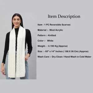 White Knitted Soft Wool Neck Wraps Winter Scarf - Image 7