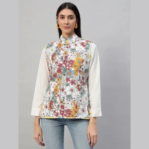 Winter Clothing Reversible Quilted Cotton Jacket Yellow Floral - Image 10