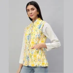 Winter Clothing Reversible Quilted Cotton Jacket Yellow Floral - Image 4