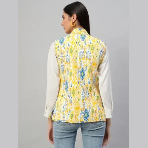 Winter Clothing Reversible Quilted Cotton Jacket Yellow Floral - Image 9