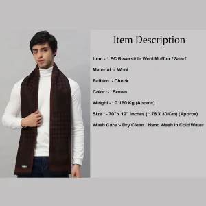 Winter Comfortable Neck Wraps Men's Brown Checks Scarf - Image 7