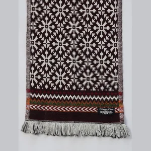 Winter Maroon Fair Isle Wool Wrap Scarf For Women - Image 6