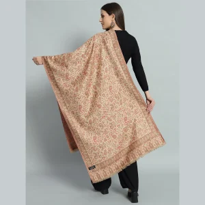 Winter Neck Wrap Beige Paisley Wool Stole - Image 6