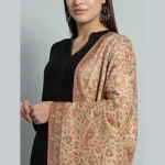 Winter Neck Wrap Beige Paisley Wool Stole - Image 5