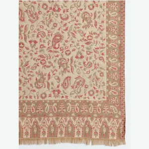 Winter Neck Wrap Beige Paisley Wool Stole - Image 7