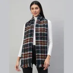 Winter Scarf Women Neck Wraps Blue Check Muffler
