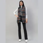 Winter Scarf Women Neck Wraps Blue Check Muffler - Image 3