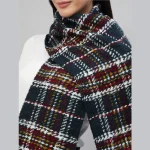 Winter Scarf Women Neck Wraps Blue Check Muffler - Image 5