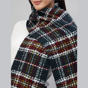 Winter Scarf Women Neck Wraps Blue Check Muffler - Image 5