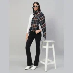 Winter Scarf Women Neck Wraps Blue Check Muffler - Image 2