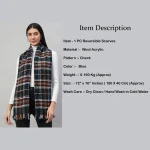 Winter Scarf Women Neck Wraps Blue Check Muffler - Image 7