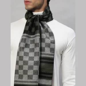 Winter Stylish Green Checks Wool Scarf - Image 5