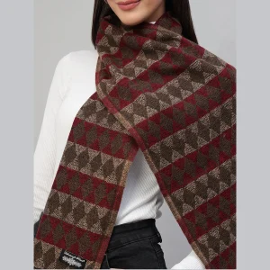 Winter Warm & Soft Wool Scarf Brown Checks - Image 5