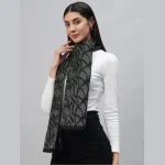 Woman's Green Abstract Wraps Scarves - Image 2