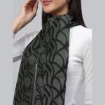 Woman's Green Abstract Wraps Scarves - Image 5