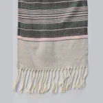 Women 100% Cashmere Warm Scarf Beige Striped - Image 6