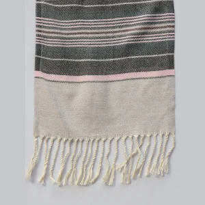 Women 100% Cashmere Warm Scarf Beige Striped - Image 6