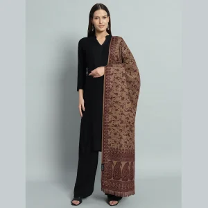 Women Beige Paisley Soft Wool Shawl Great Gift - Image 3