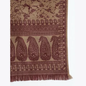 Women Beige Paisley Soft Wool Shawl Great Gift - Image 7