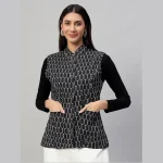 Women Double Side Wear Black Color Quilted Jacket - Image 3