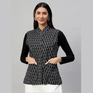 Women Double Side Wear Black Color Quilted Jacket - Image 3