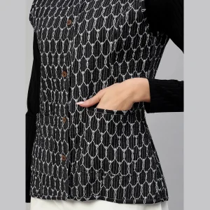 Women Double Side Wear Black Color Quilted Jacket - Image 6
