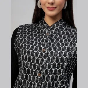 Women Double Side Wear Black Color Quilted Jacket - Image 7
